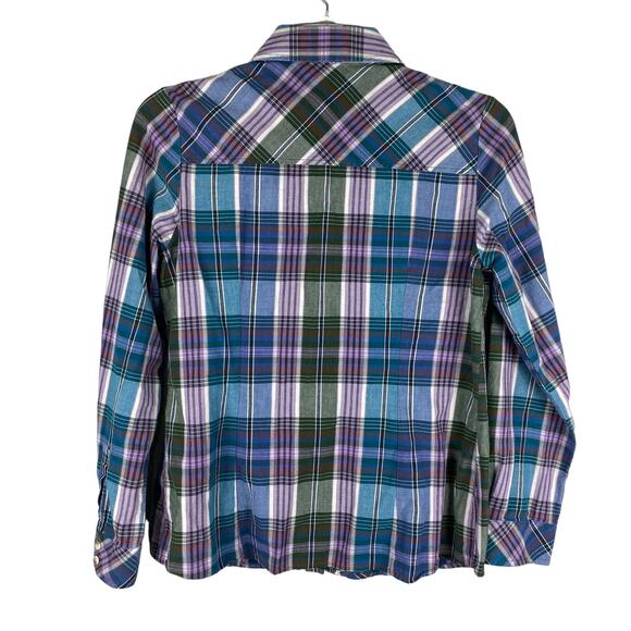 Pendleton Plaid 100% Cotton Button Front Long Sleeve Shirt Size M EUC Blue Green - Picture 2 of 7